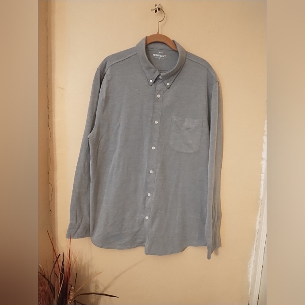 J.Crew Factory Men's‎ Performance Button-Down Shirt in XL Blue